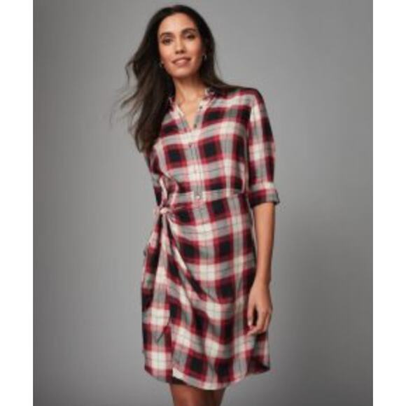 Untuckit Plaid Rachel Wrap Dress Red‎ & Black Plaid Womans 6 - Picture 14 of 14